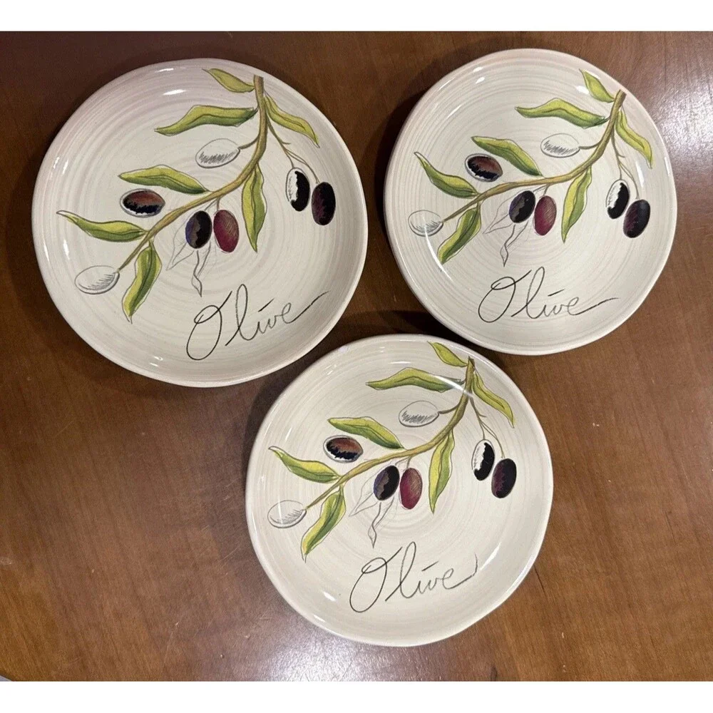 Pottery Barn 6” Olive Plates Italian
